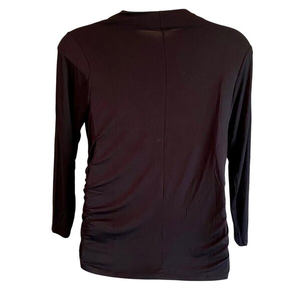 Skinnygirl Marisol Black Long Sleeve Stretch Jersey Knit Shirred Top Size 1X NEW - Picture 5 of 11